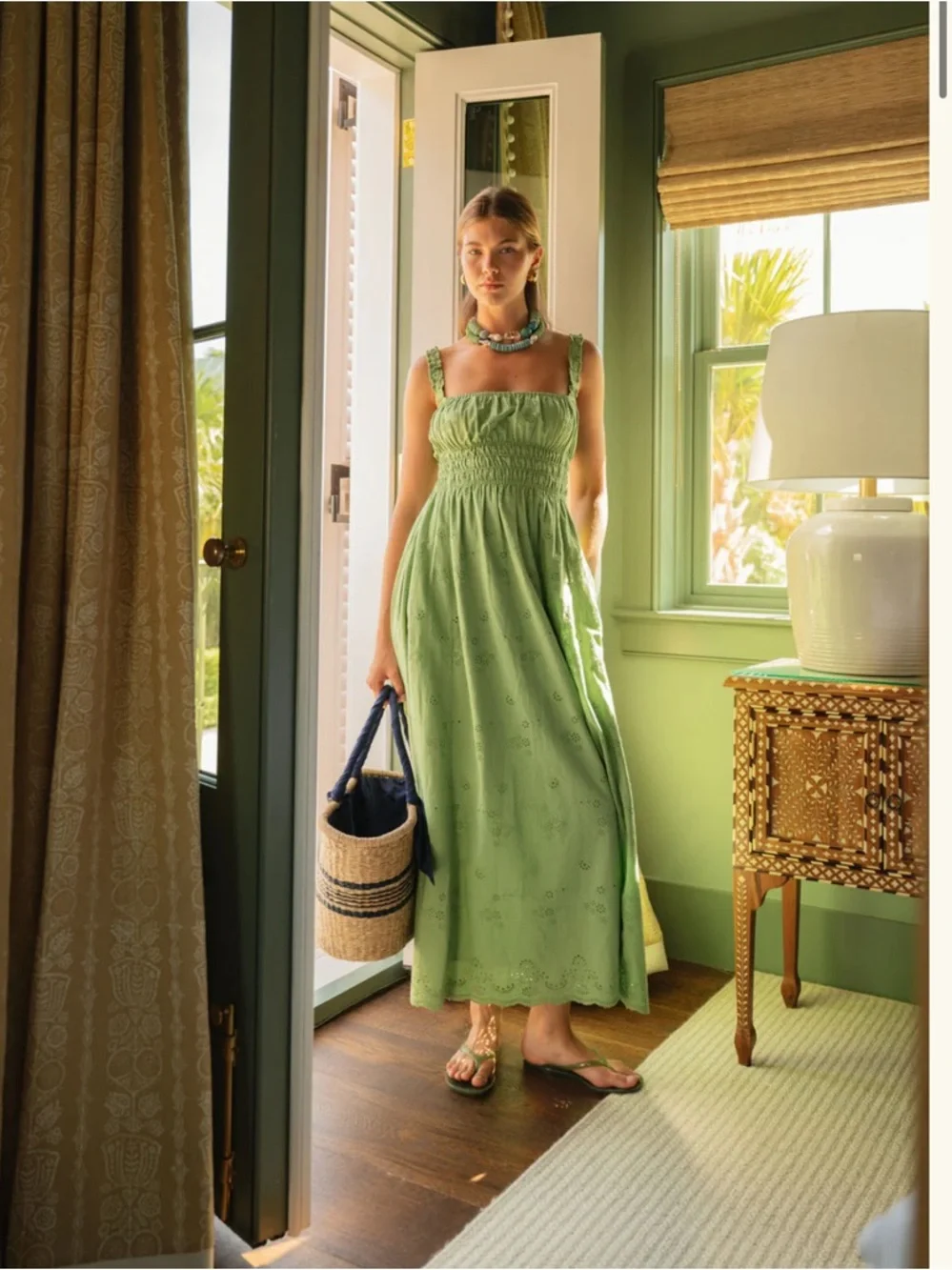 La Maregold June Eyelet Green Maxi Dress - Picture 2 of 7